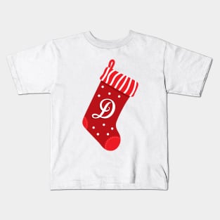 Christmas Stocking with the Letter D Kids T-Shirt